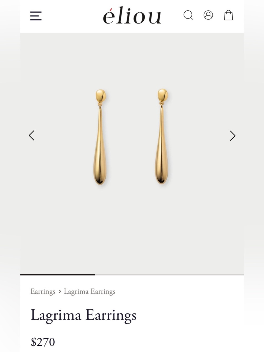 Like new Eliou Lagrima Gold Drop Earrings